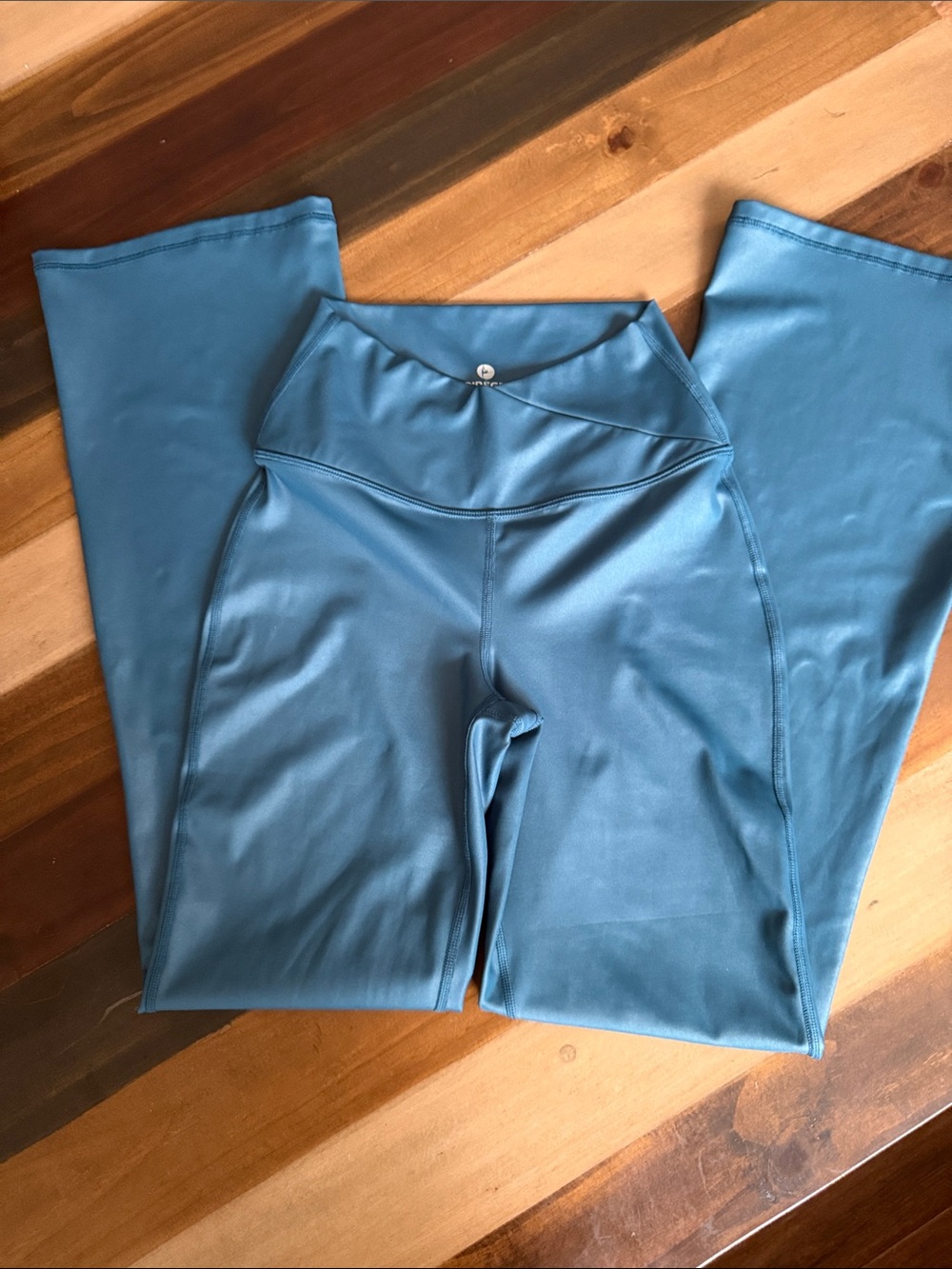 High-Waist teal faux leather Active Leggings inseam 30